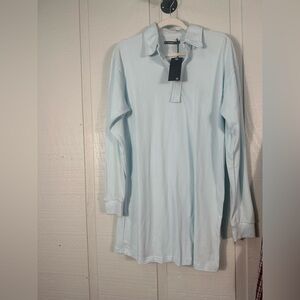 Threadbare Light Blue Long Sleeve Polo Mini Dress Size Medium NWT